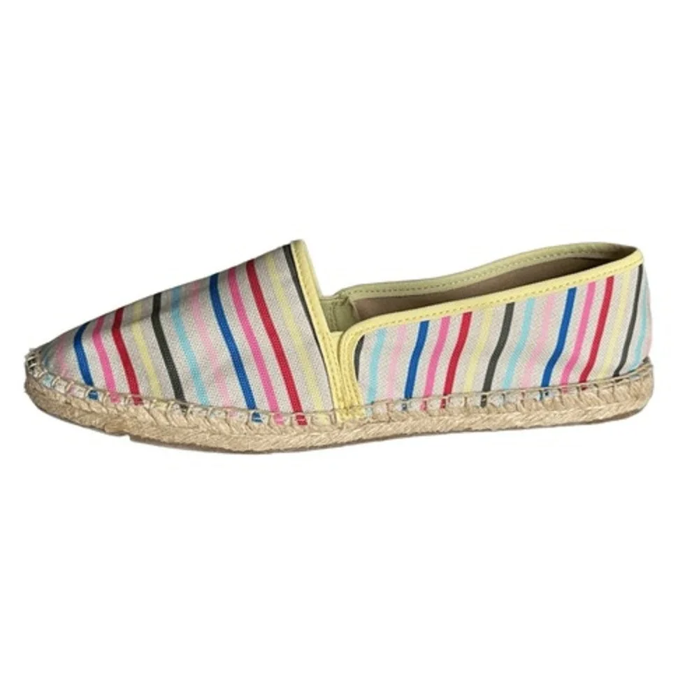 Talbots Espadrille Flats Womens 7.5 Multicolor Canvas Striped Jute Slip On Shoes